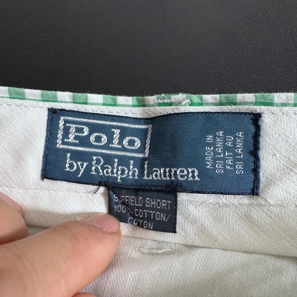 Polo Ralph Lauren Shorts Mens 35 Green Gingham Suffolk Cotton Classic Preppy